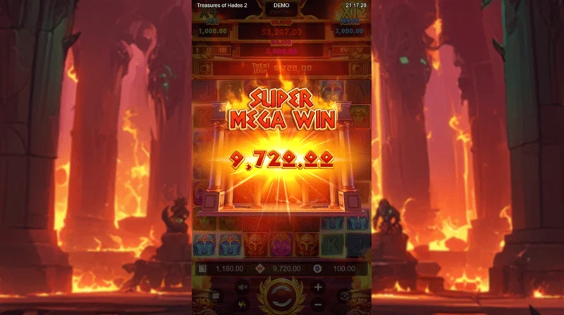 Treasures of Hades 2 – supermegagevinst i Free Spins-runden med progressiv multiplikator